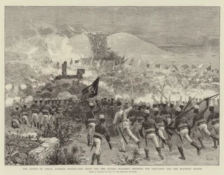 Slaget ved Tokar, det østlige Soudan, kampen om de ødelagte bygninger mellem dervisherne og de egyptiske tropper